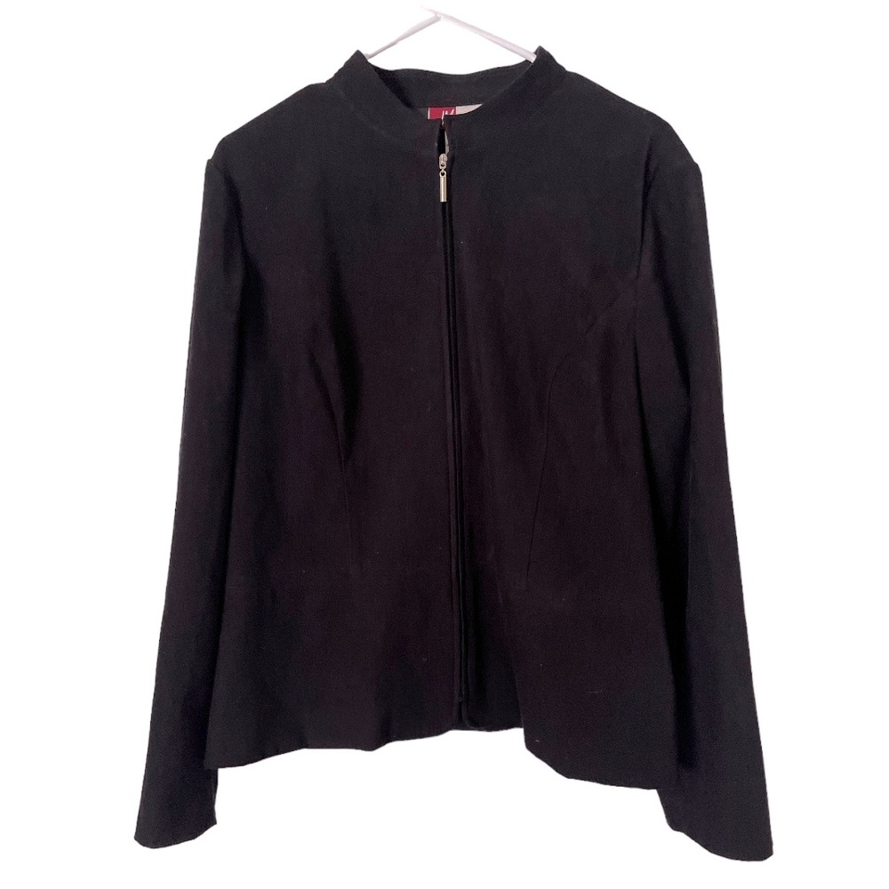 JM Collection Black Zip Front Blazer Jacket Size 16 - Picture 1 of 3